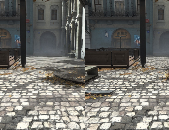 3D-Grafik mit (links) und ohne (rechts) anisotroper Filterung. Foto: gamespot.com