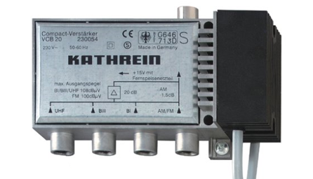 Antenna amplifier for UHF, VHF and AM/FM, Photo: Kathrein
