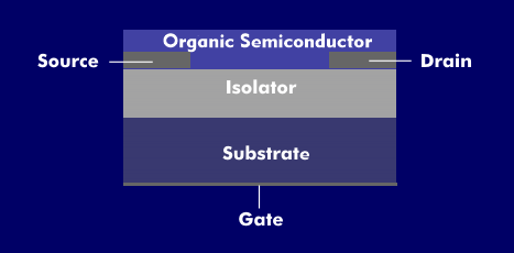 Structure of an organic field-effect transistor (OFET)