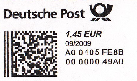 Data-Matrix-Code als Postwertzeichen, Foto: philaseiten.de