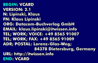 Datenstruktur der vCard
