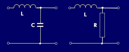 Ersatzschaltbild eines Tiefpasses als LC- und LR-Glied