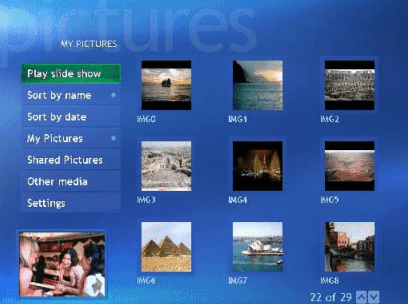 Fotoshow im Media Center Edition von Windows XP, englische Version