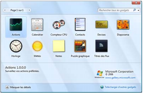 Gadget-Gallerie, Screenshot: http://assistance.orange.fr
