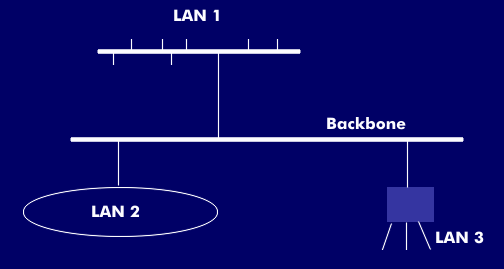Grundkonzept eines Backbones mit verschiedenen LANs