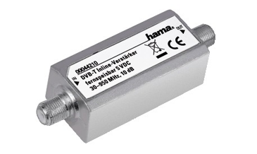 Inline antenna amplifier for the frequency range from 30 MHz to 950 MHz, Photo: Hama