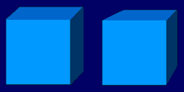 Isometrische (links) und perspektivische Darstellung eines Würfels