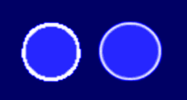 Circle display without and with anti-aliasing