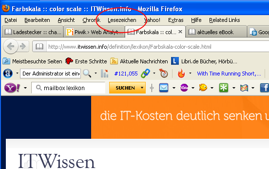 Lesezeichen-Funktion auf Firefox