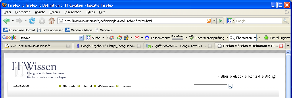 Menüfeld des Firefox-Browsers