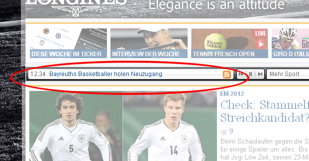 Newsticker auf Eurosport.yahoo