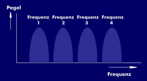 Prinip von FDMA mit mehreren Frequenzkanälen