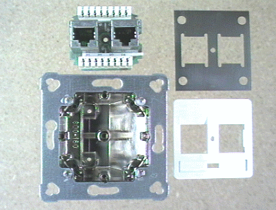 RJ-45 components of a data socket