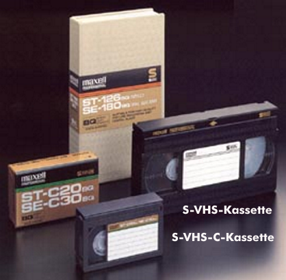 S-VHS and S-VHS-C cassettes, photo: Maxell