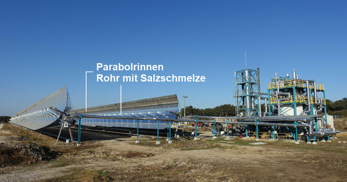 Solarwärmekraftwerk mit Parabolrinnensystem, Foto: DLR