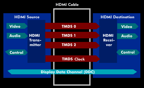 TMDS connections via the HDMI cable