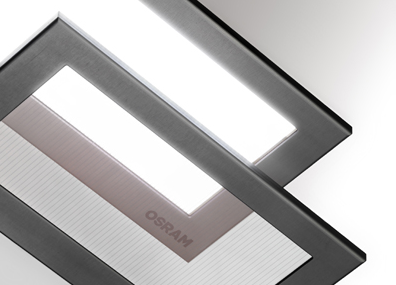 Transparente OLEDs (TOLED), vorne: deaktiviert, hinten: aktiviert, Foto: Siemens