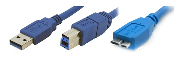 USB connectors for USB 3.0 Type A, Type B and Micro Type B. Photo: gravis.de 